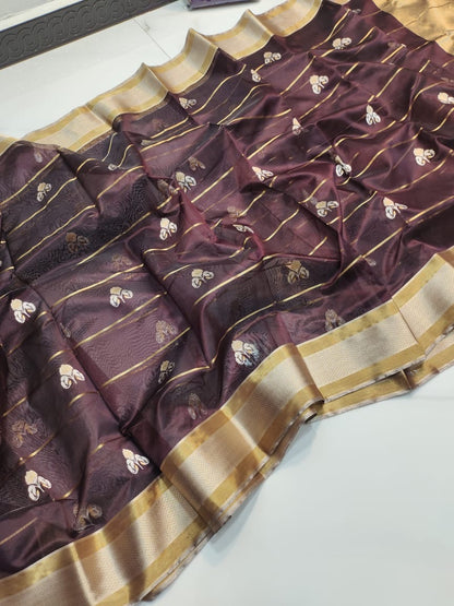 Chanderi silk Saree in Brown