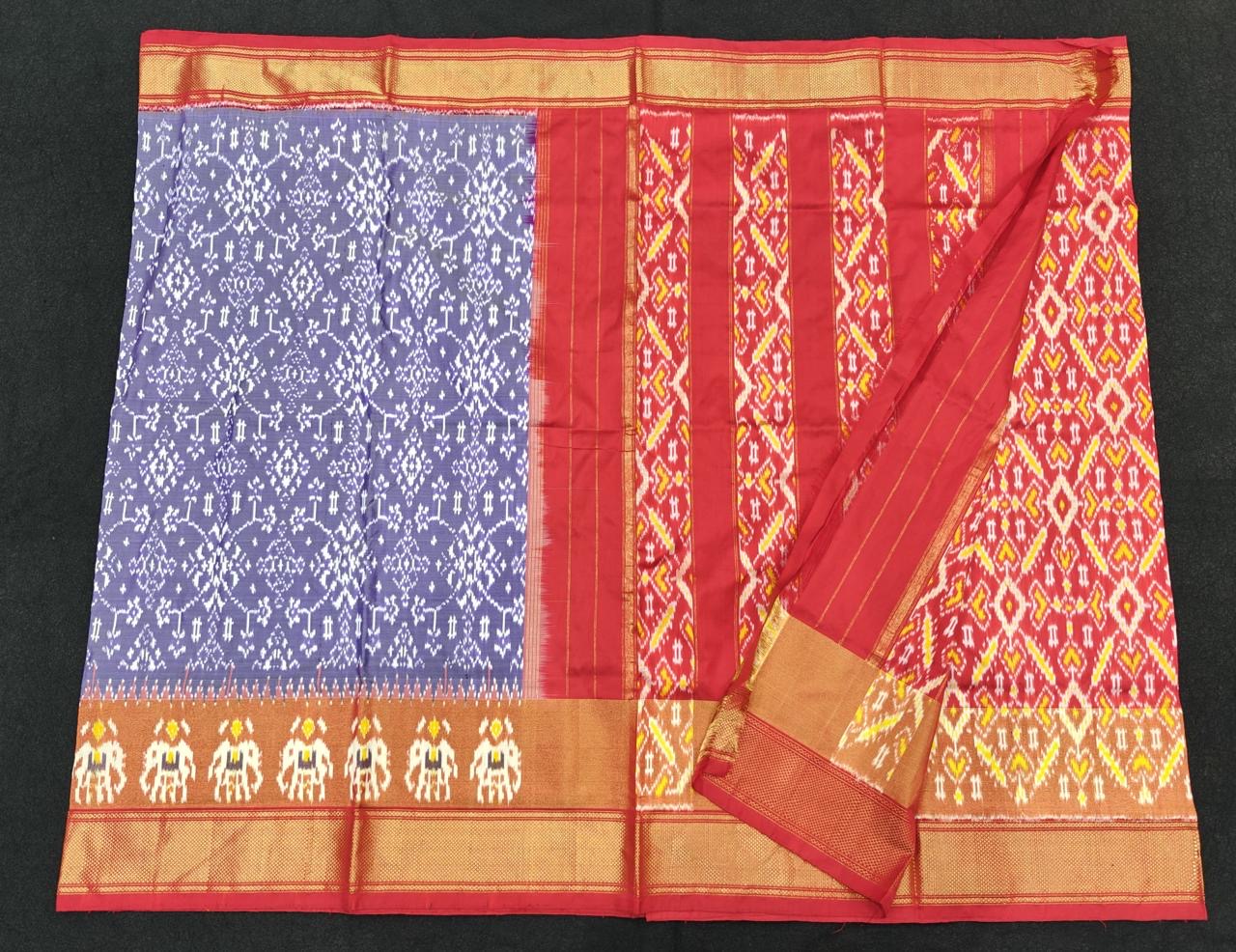 Pure Silk Pochampally Ikkath Sarees with Khaddi Border