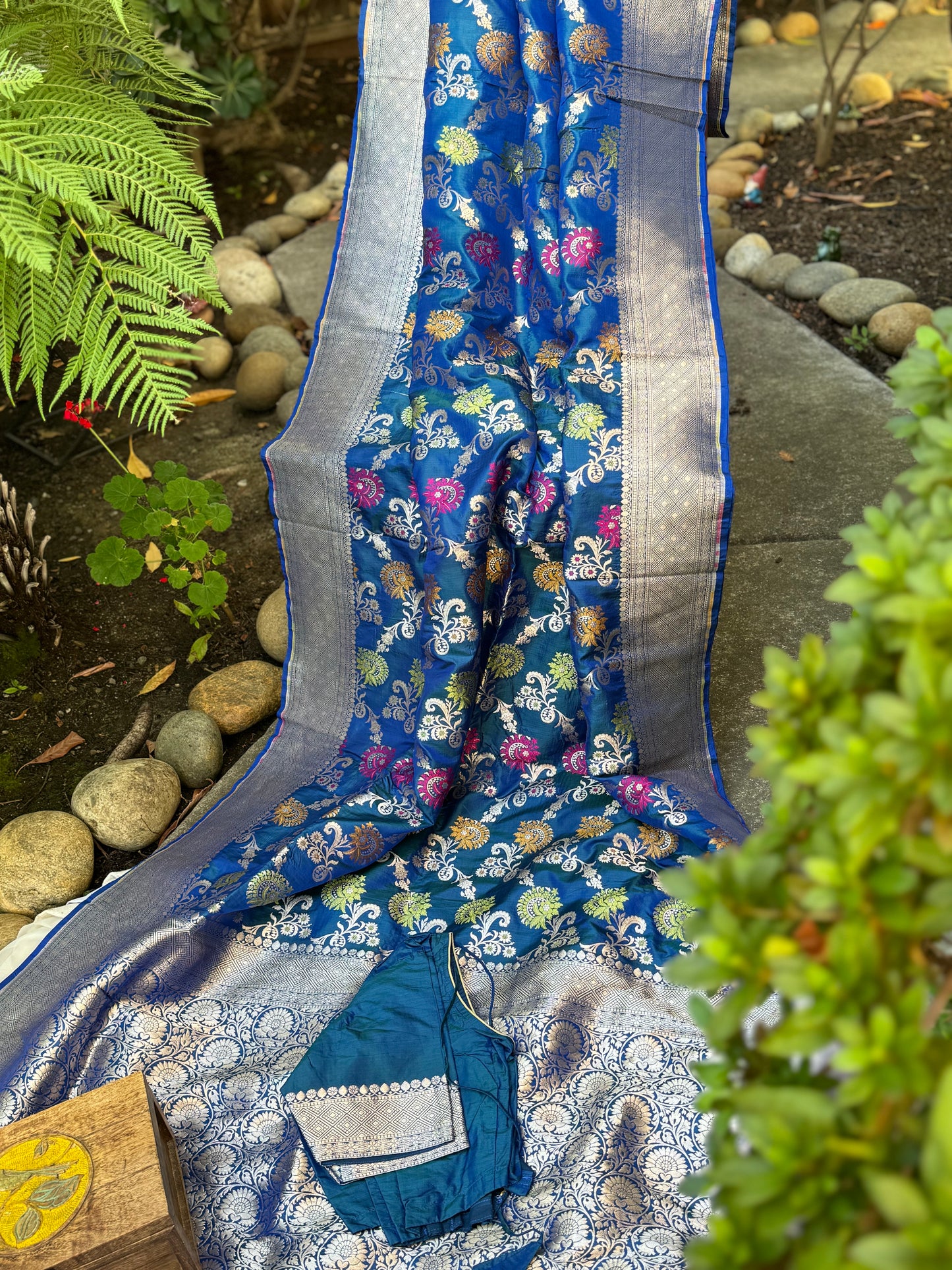 Peacock Blue Banarasi Saree