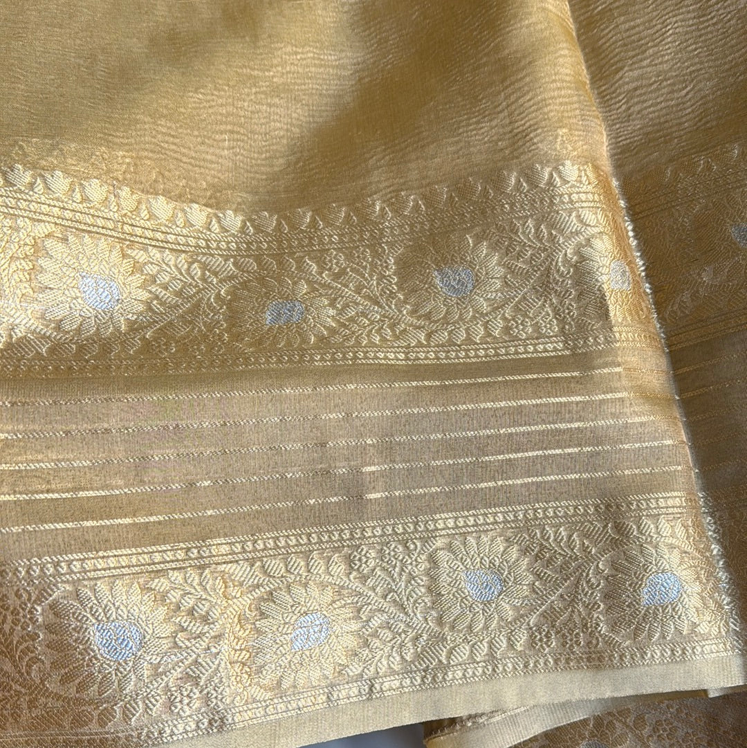 Tissue saree in metallic gold