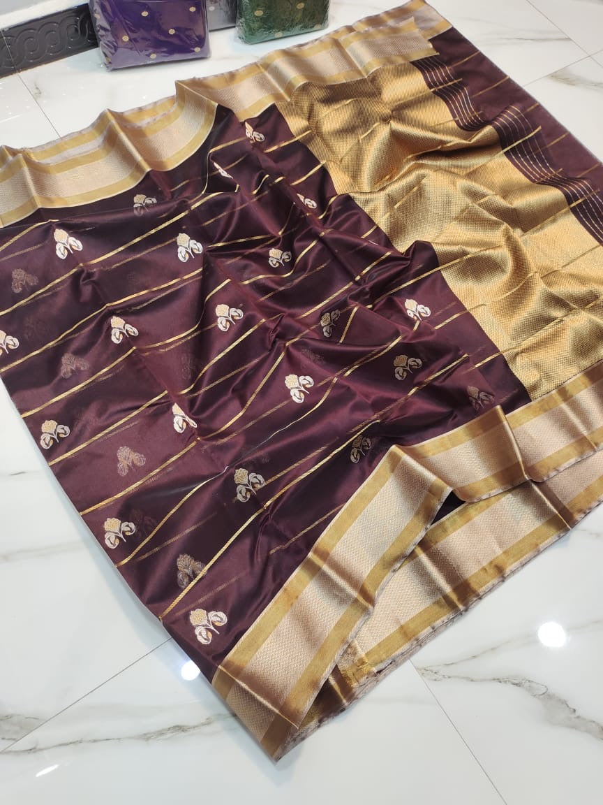 Chanderi silk Saree in Brown