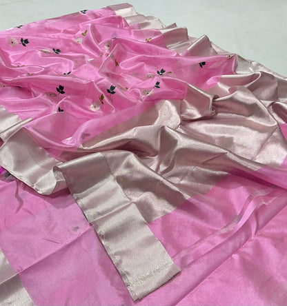 Chanderi silk Saree in Pink