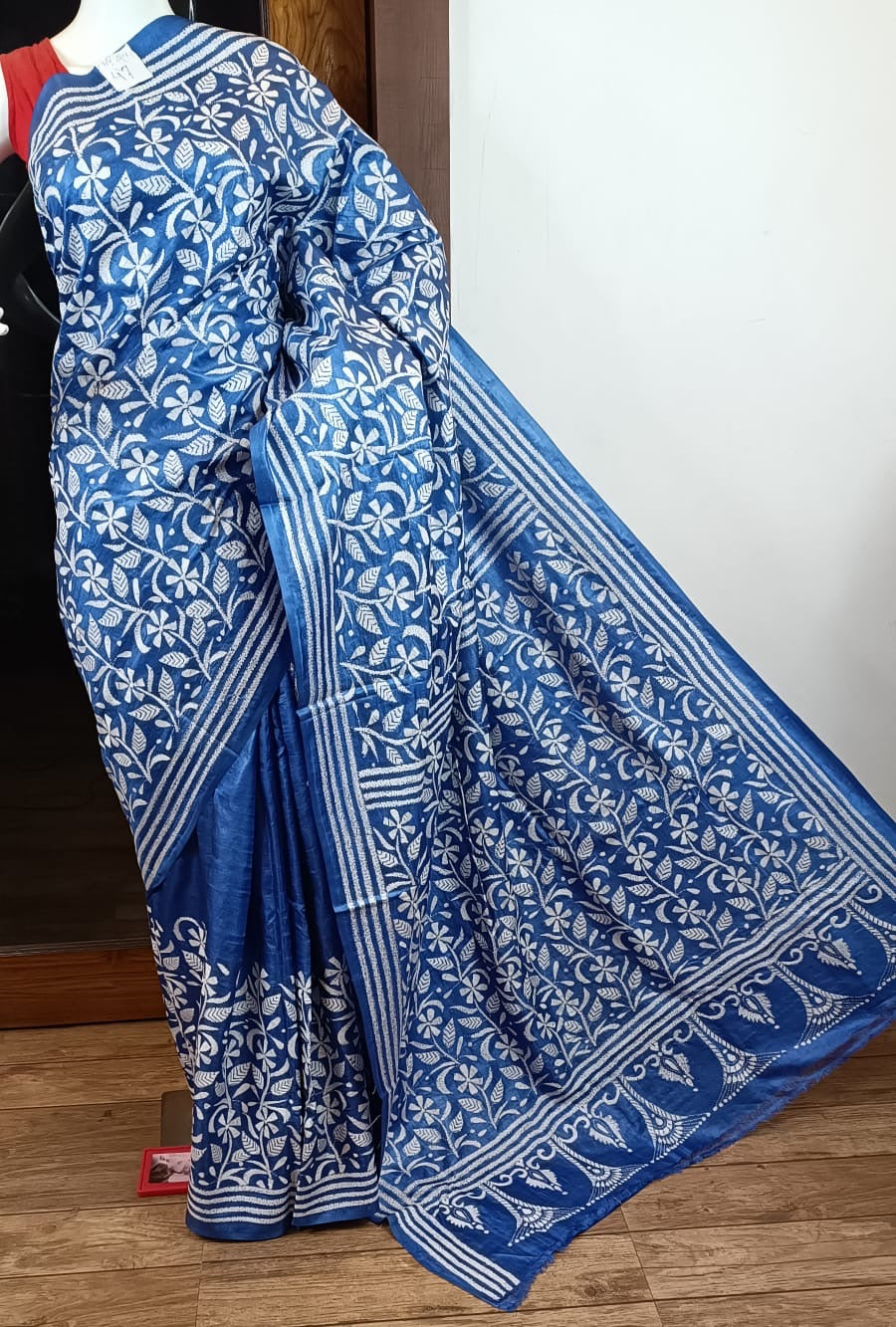 Pure Tussar Saree with Kantha Stitch