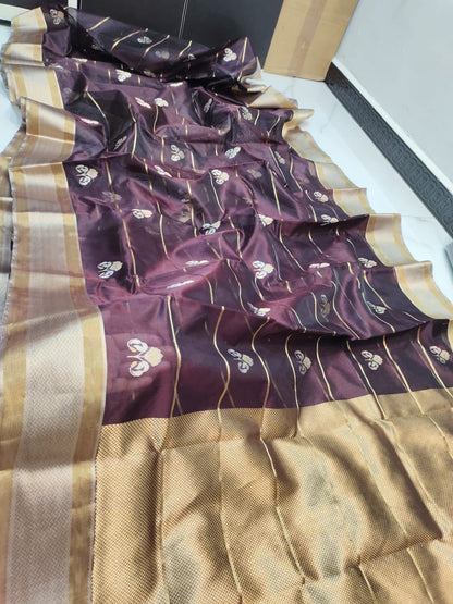 Chanderi silk Saree in Brown