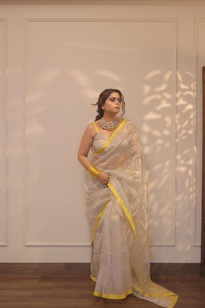 Pearl White Tissue Saree