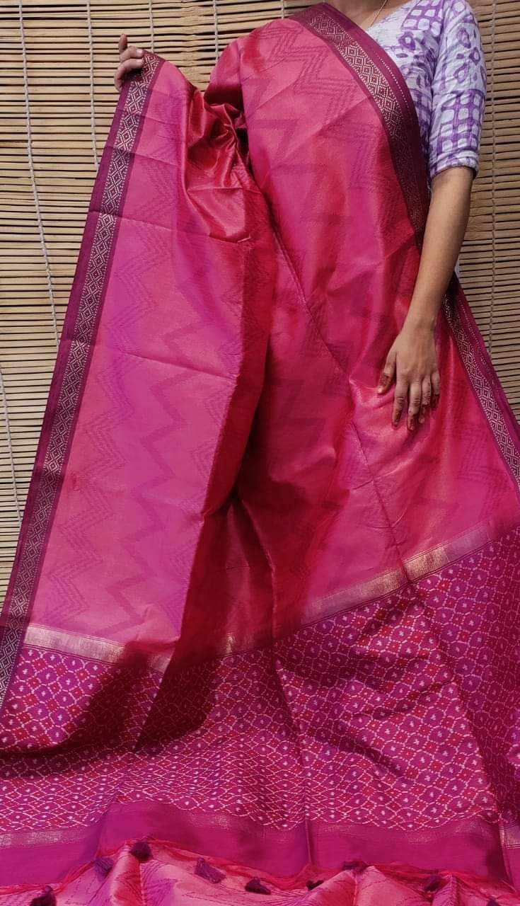 Resham Maheswari Saree in shades of Pink