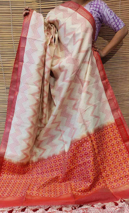 Resham Maheswari Saree in Light Green with Dark Green Border