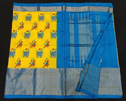 Pure Silk Pochampally Ikkath Sarees with Khaddi Border