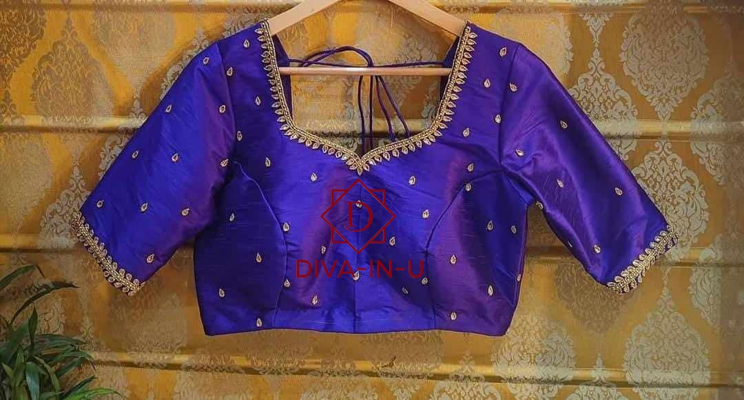 Royal Blue AARI/Maggam work blouse