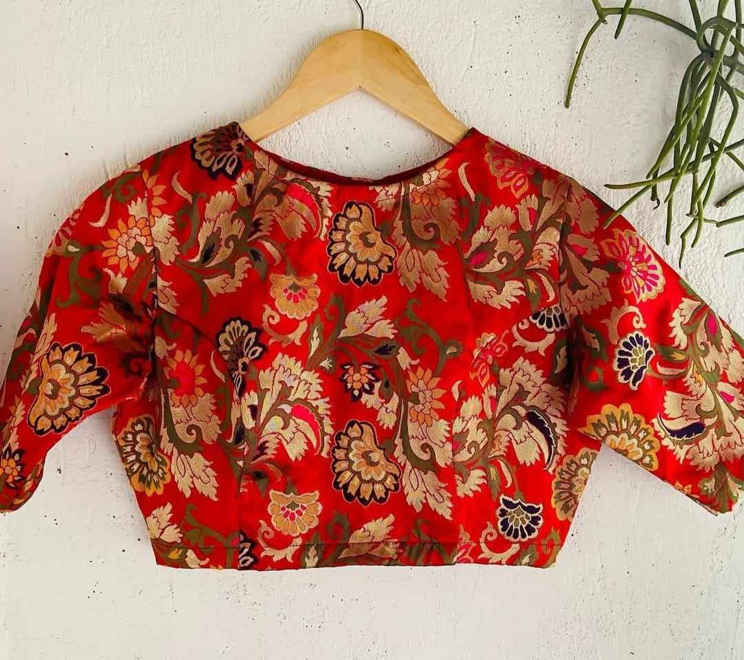 Red Banarasi brocade blouse