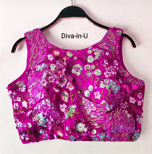 Sequins Party Wear Blouse in Pink