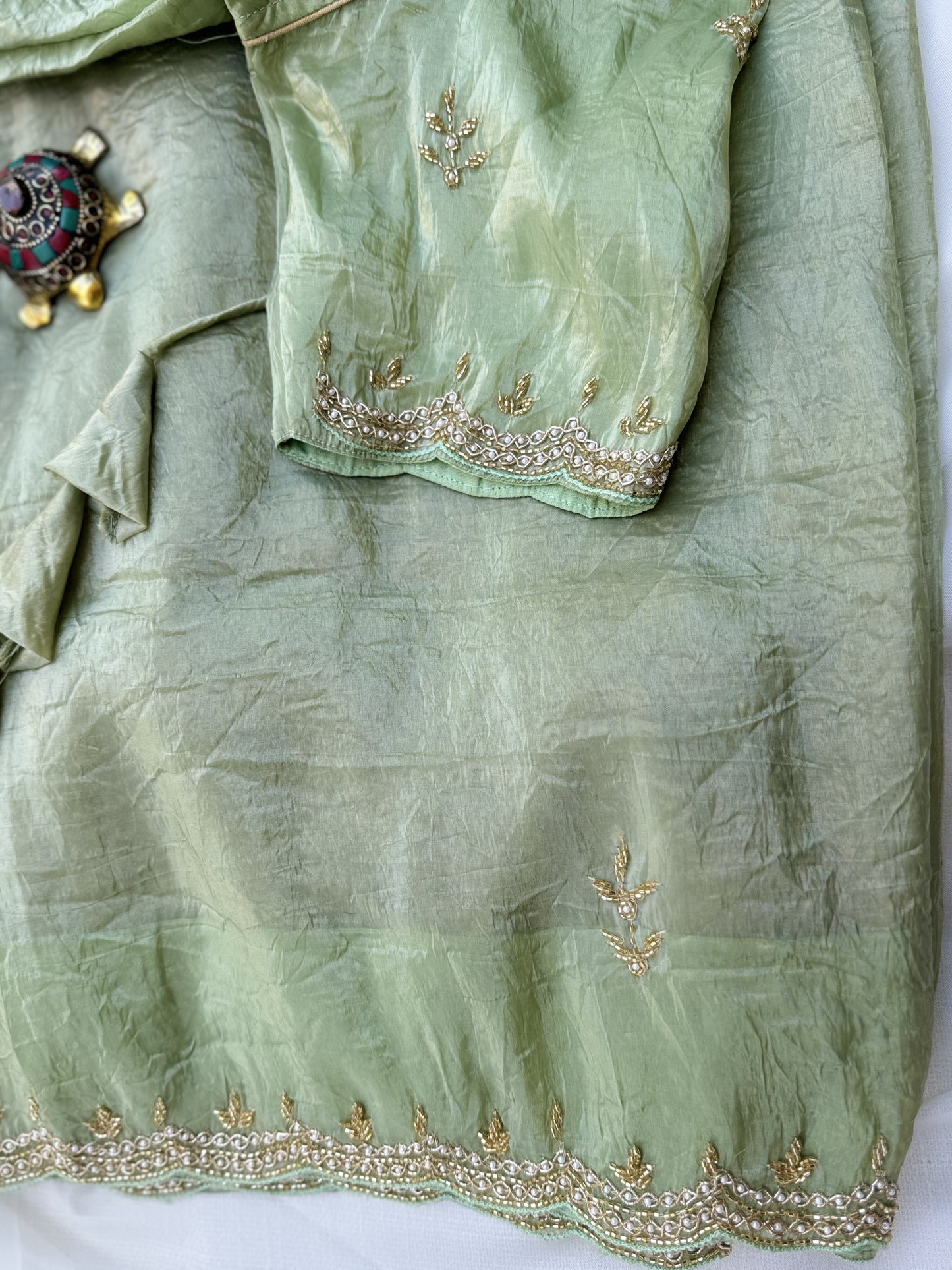 Party wear Saree in Pastel Green