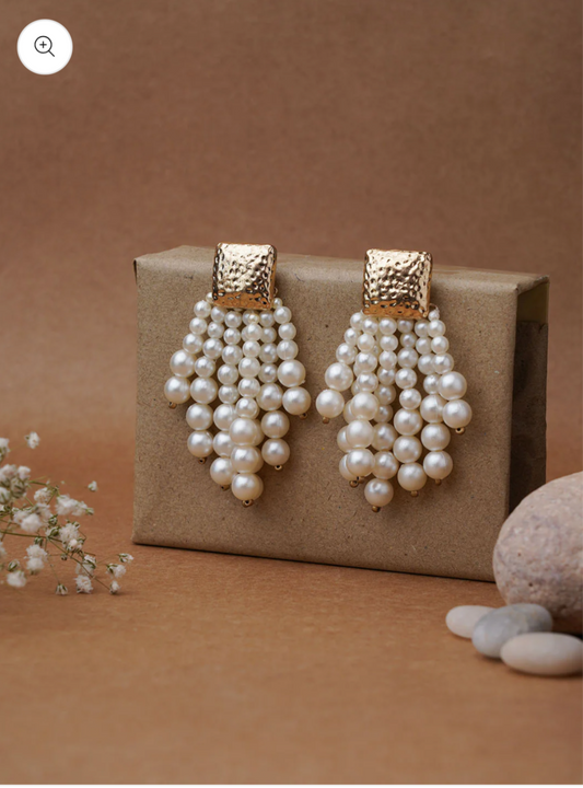 Pearl Cluster Statement Earrings