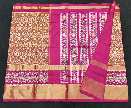 Pure Silk Pochampally Ikkath Sarees with Khaddi Border