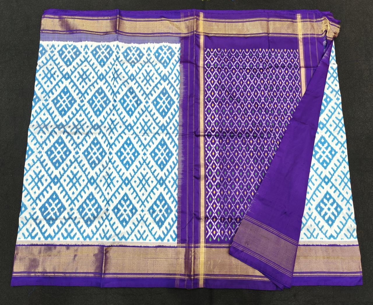 Pure Silk Pochampally Ikkath Sarees with Khaddi Border