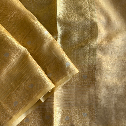 Tissue saree in metallic gold