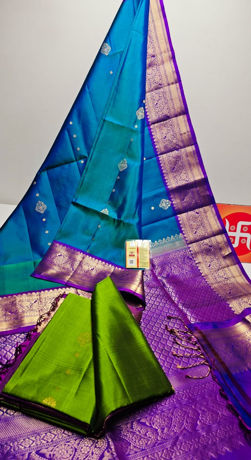 Kanjeevaram Saree in Blue with Purple Border