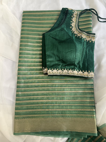 Kora Banarasi Saree - Sea Green