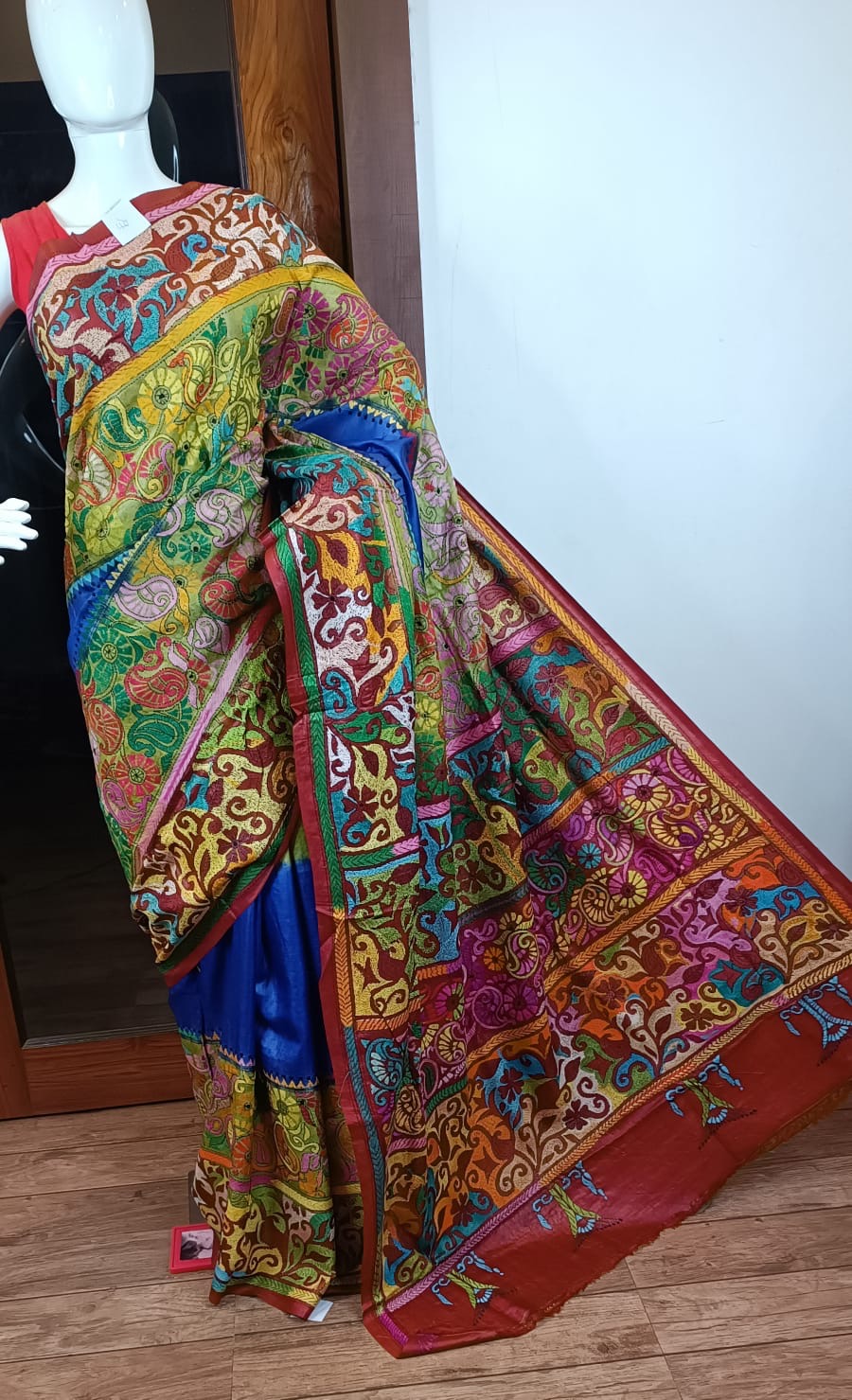 Pure Tussar Saree with Kantha Stitch