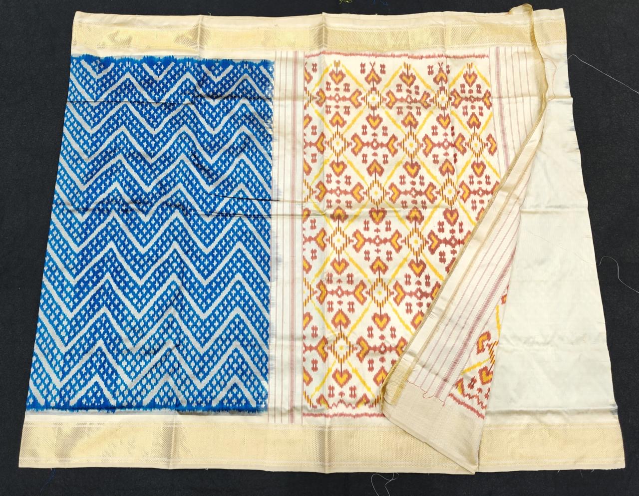 Pure Silk Pochampally Ikkath Sarees with Khaddi Border