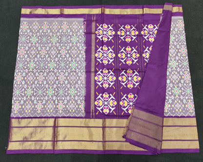 Pure Silk Pochampally Ikkath Sarees with Khaddi Border