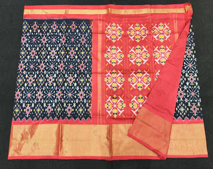 Pure Silk Pochampally Ikkath Sarees with Khaddi Border