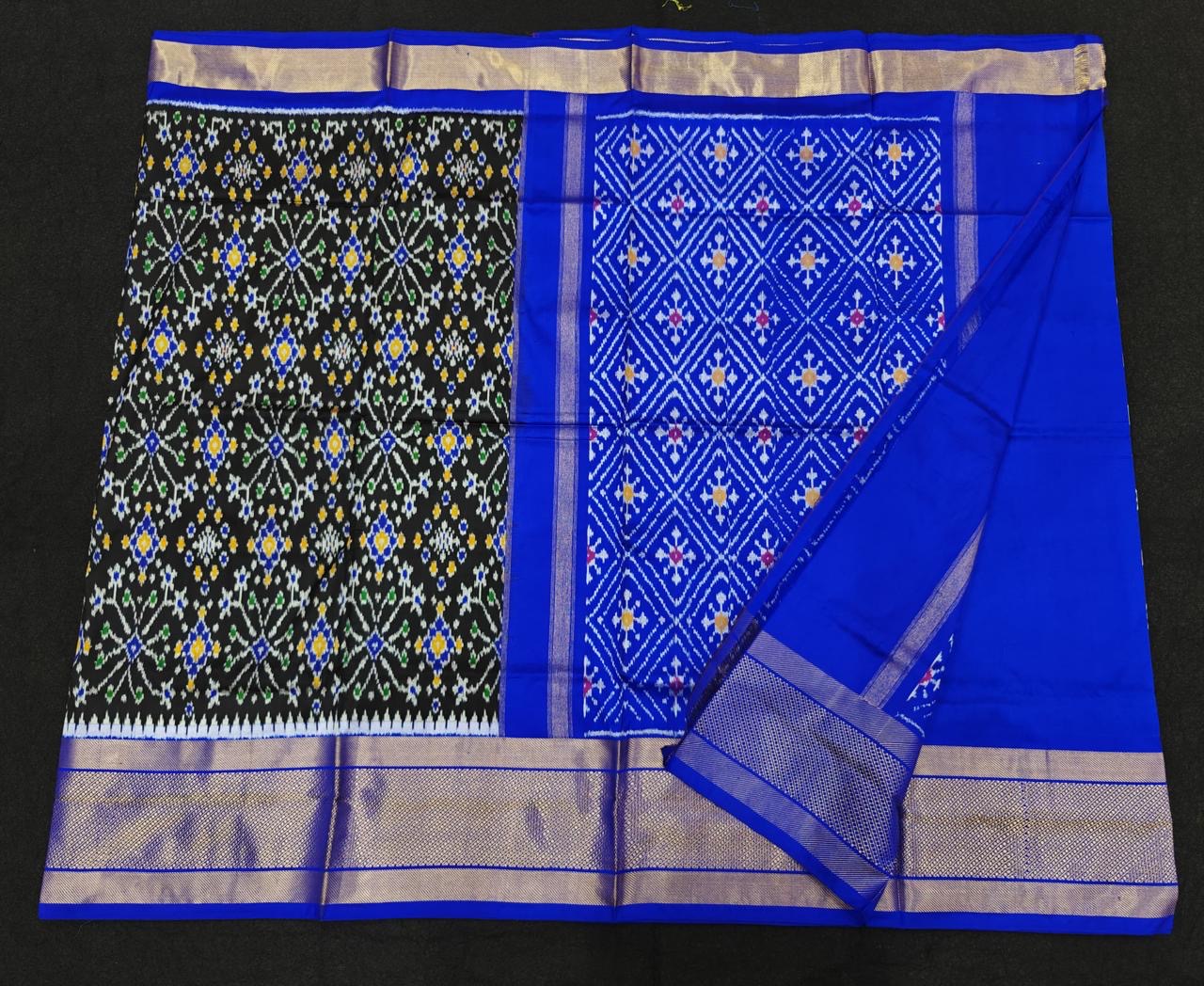 Pure Silk Pochampally Ikkath Sarees with Khaddi Border