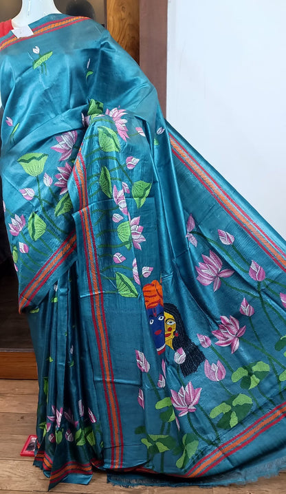 Pure Tussar Saree with Kantha Stitch