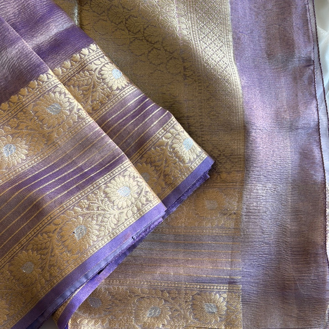 Tissue saree in metallic Lavender