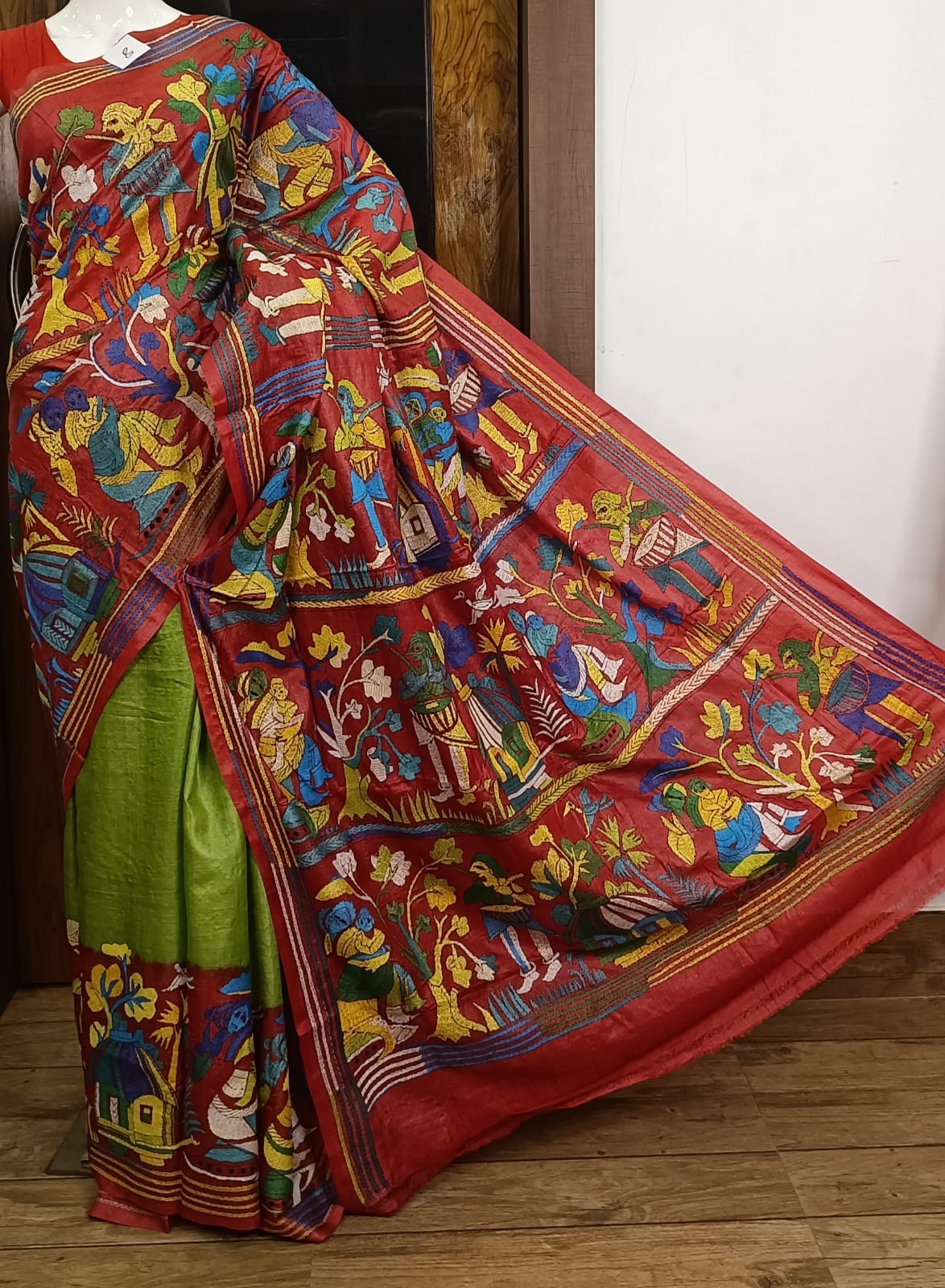 Pure Tussar Saree with Kantha Stitch