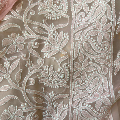 Chikankari/Lucknowi Saree in Pastel Pink