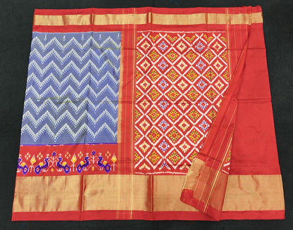 Pure Silk Pochampally Ikkath Sarees with Khaddi Border