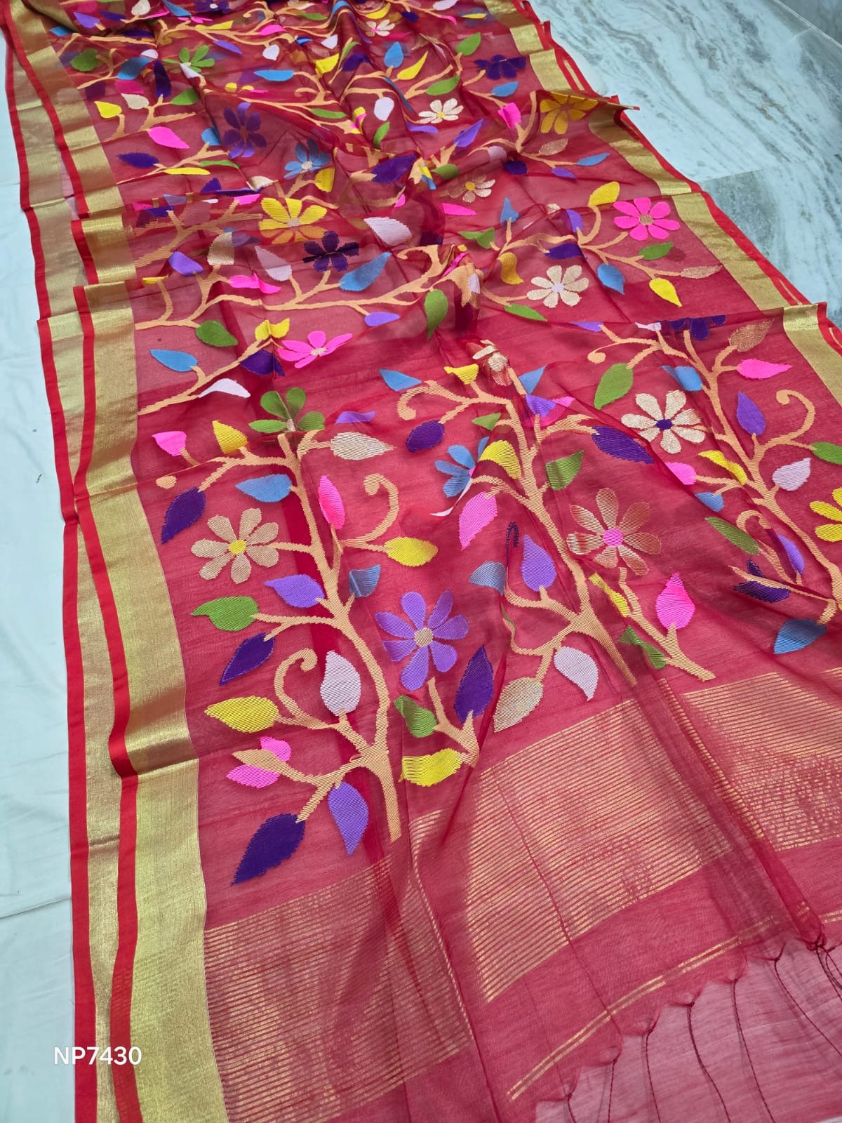 Pure Muslin Jamdani Handloom saree