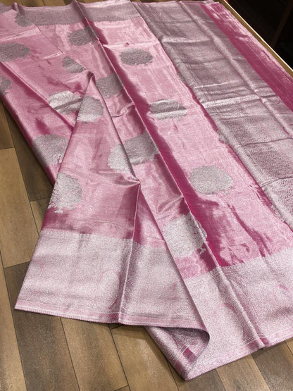 Tisse Kanchivaram Semi Pattu Sarees in Pink