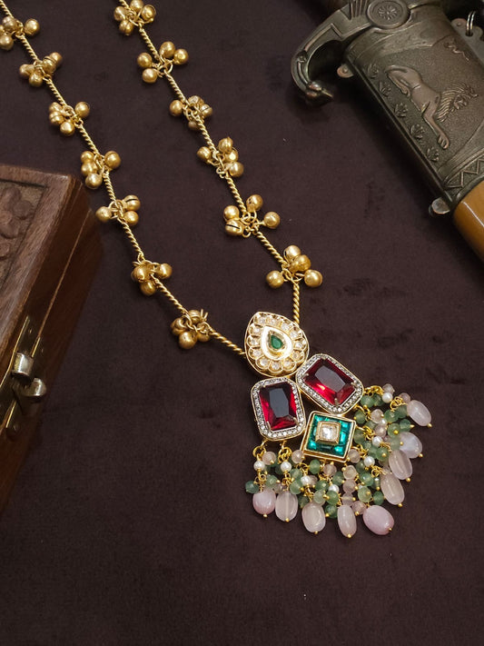 Gungru Design Kundan Bead Long Chain