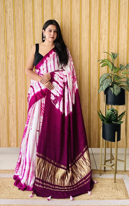 Modal Silk Saree with Tie dye & Shibori Art