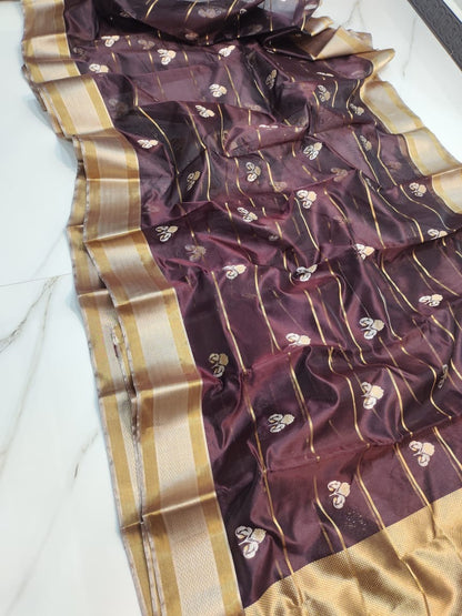 Chanderi silk Saree in Brown