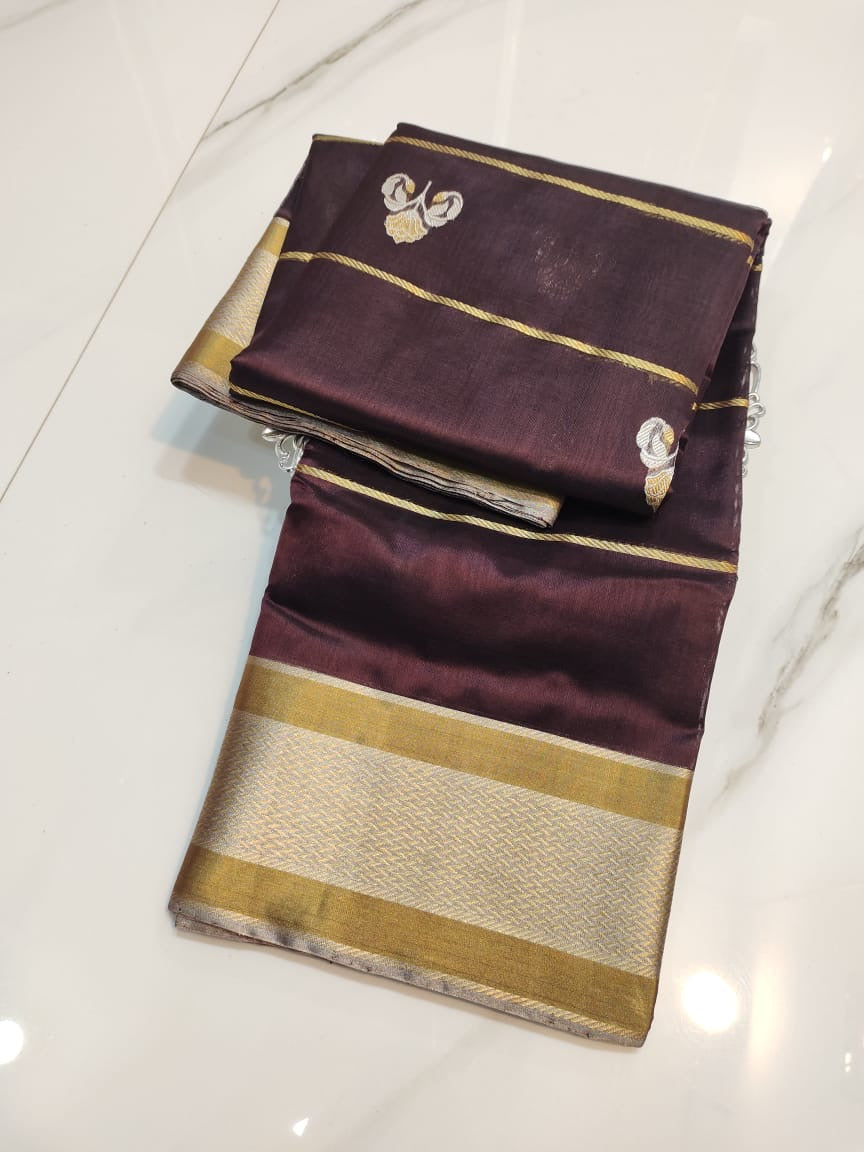 Chanderi silk Saree in Brown