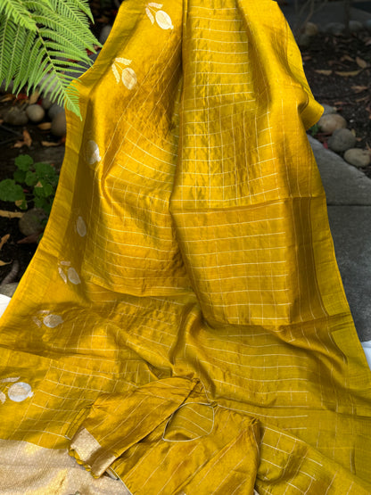 Raw Mango Handloom Saree in Mustard