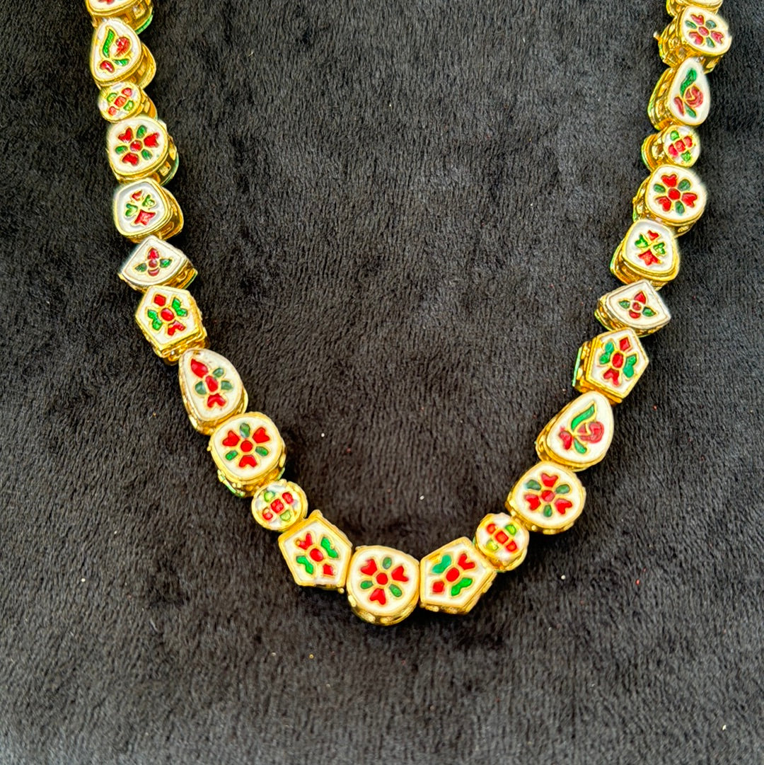 Single Layered Kundan Meenakari 2 way necklace