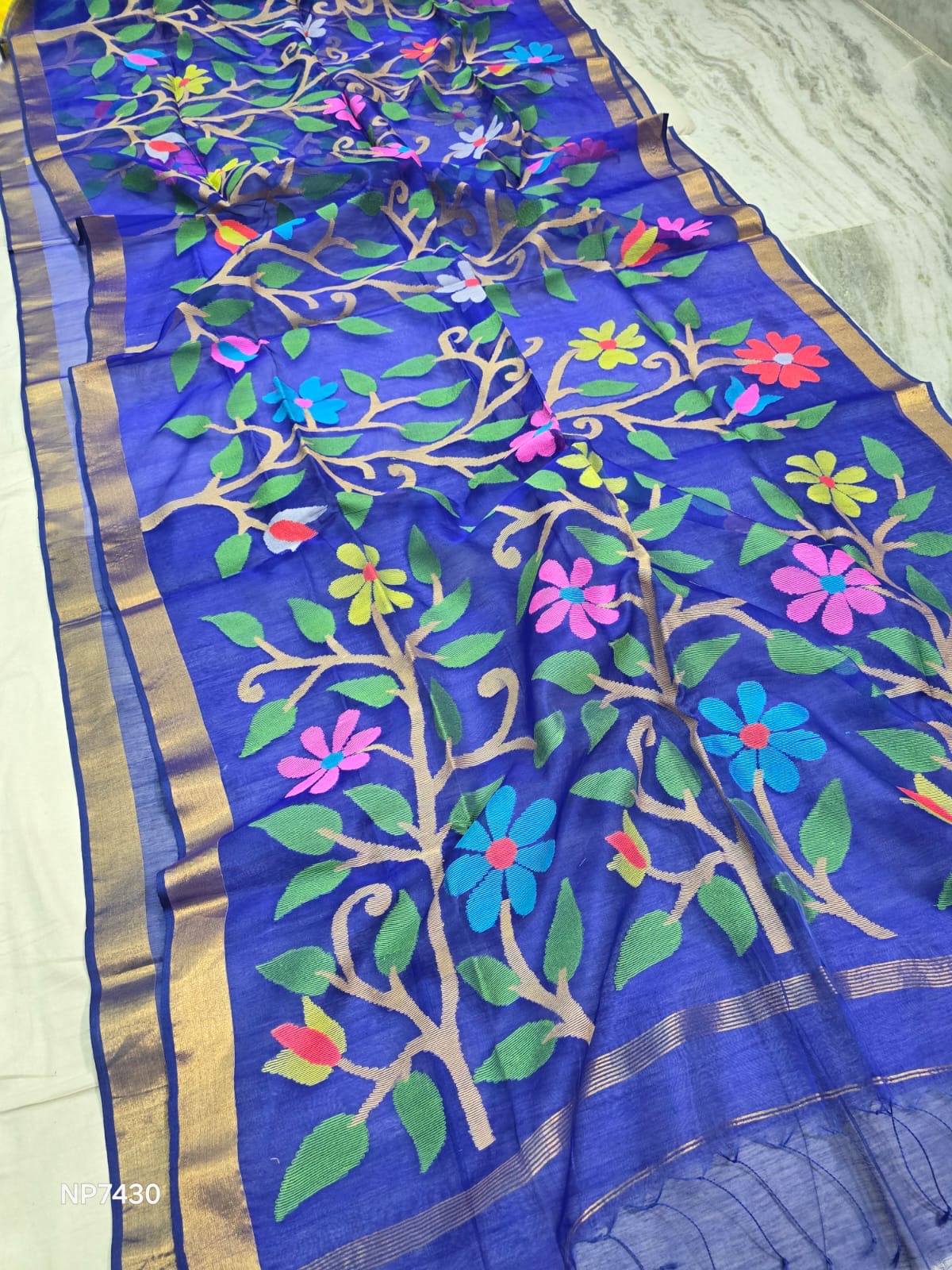 Pure Muslin Jamdani Handloom saree