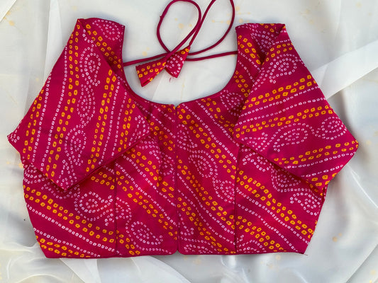 Pink Bandhani Print Blouse