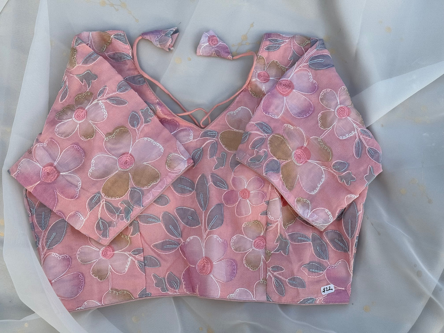 Pink Floral Organza Blouse