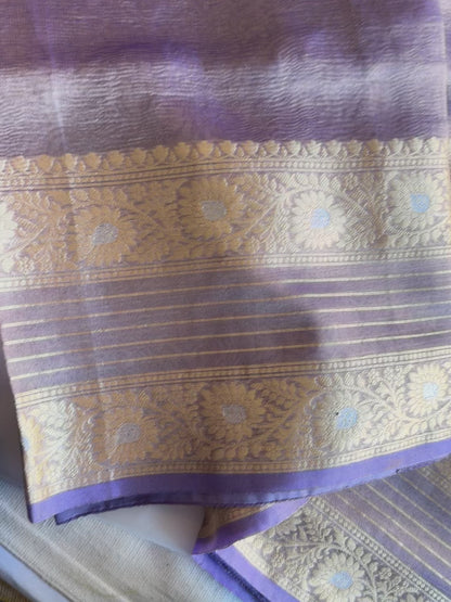 Tissue saree in metallic Lavender